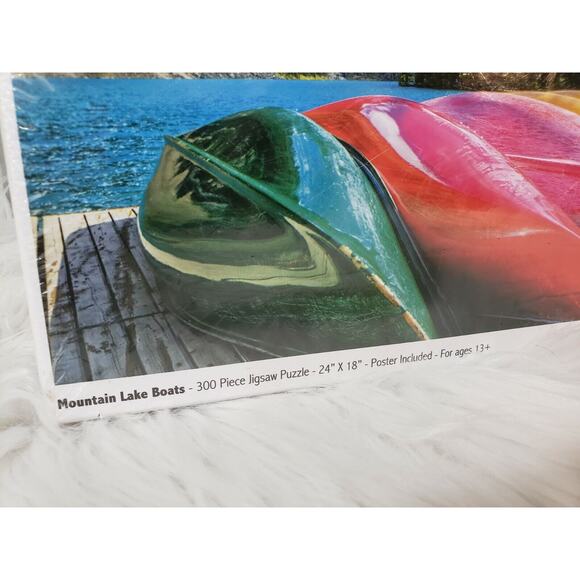 NEW Mountain Lake‎ Boats - 1000 Piece Jigsaw Puzzle Colorful House Water Rainbow - Picture 2 of 10